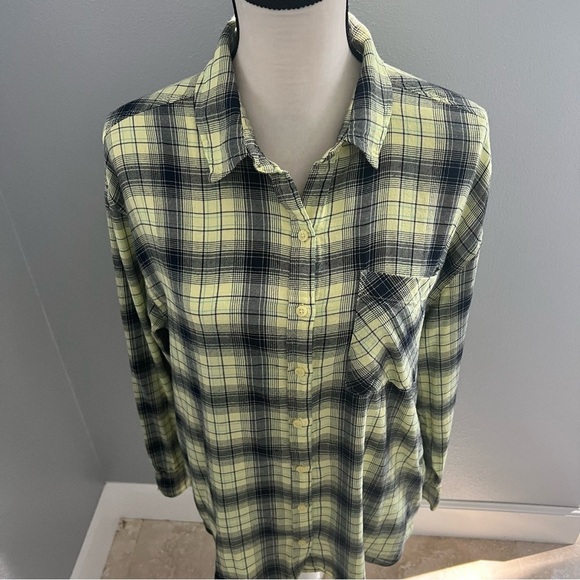 Abound Lime Green and Blue Button Down Shirt Relaxed Fit - Picture 2 of 9